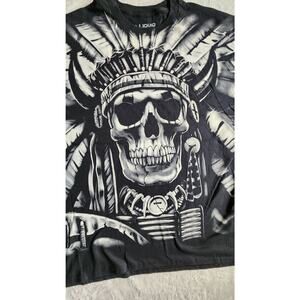 Mens 2XL skull and head dress  liquid blue modern